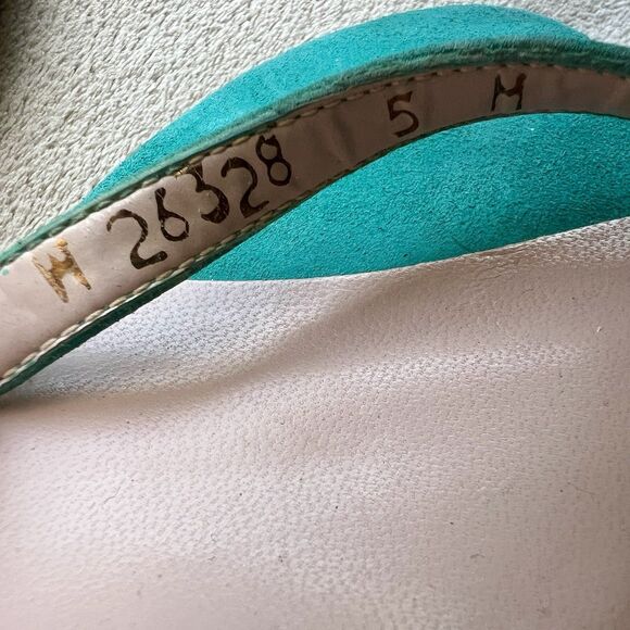 Stuart Weitzman Nudist Turquoise Teal Suede Stiletto Heeled Sandals Women 5 M - Picture 13 of 16